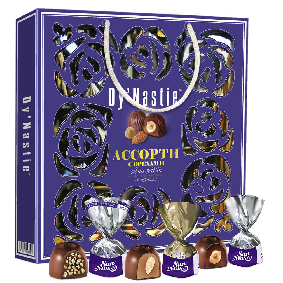 Династия Сумка Конфеты "Ассорти с орехами", 210г     в Златоусте